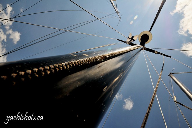 Looking aloft aboard Moonlight Mistress July 16, 2010. The Hughes 38 skippered By John Berry is a competitor in the Lake Ontario 300. SAIL-WORLD.com/Jeff Chalmers (PORT CREDIT, Ont) - Lake Ontario 300’    Jeff Chalmers © Jeff Chalmers